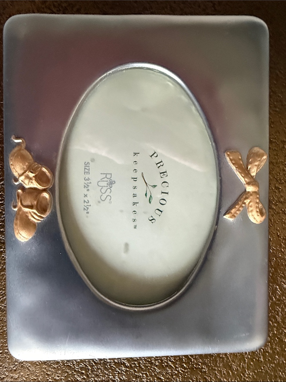 Silver Wall Photo Frame with Gold Accent Details